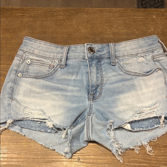 American Eagle Outfitters Pants - American Eagle Outfitters Light Blue Ripped Jean Shorts